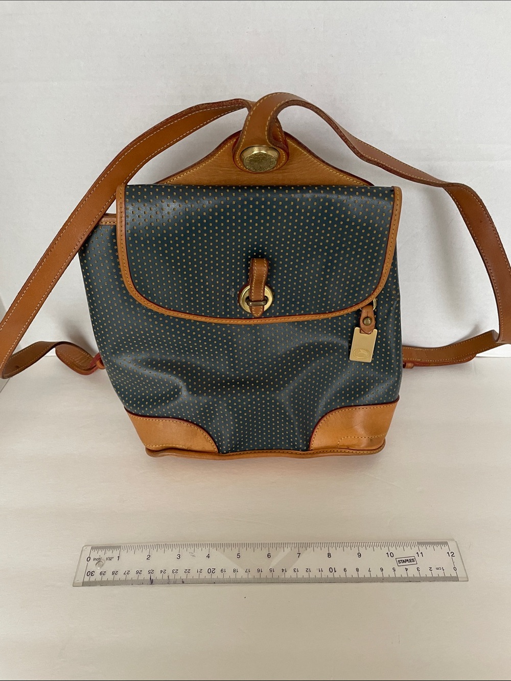 Dooney & Bourke Classic Leather-Trimmed Patterned backpack Bag - Brown/Black